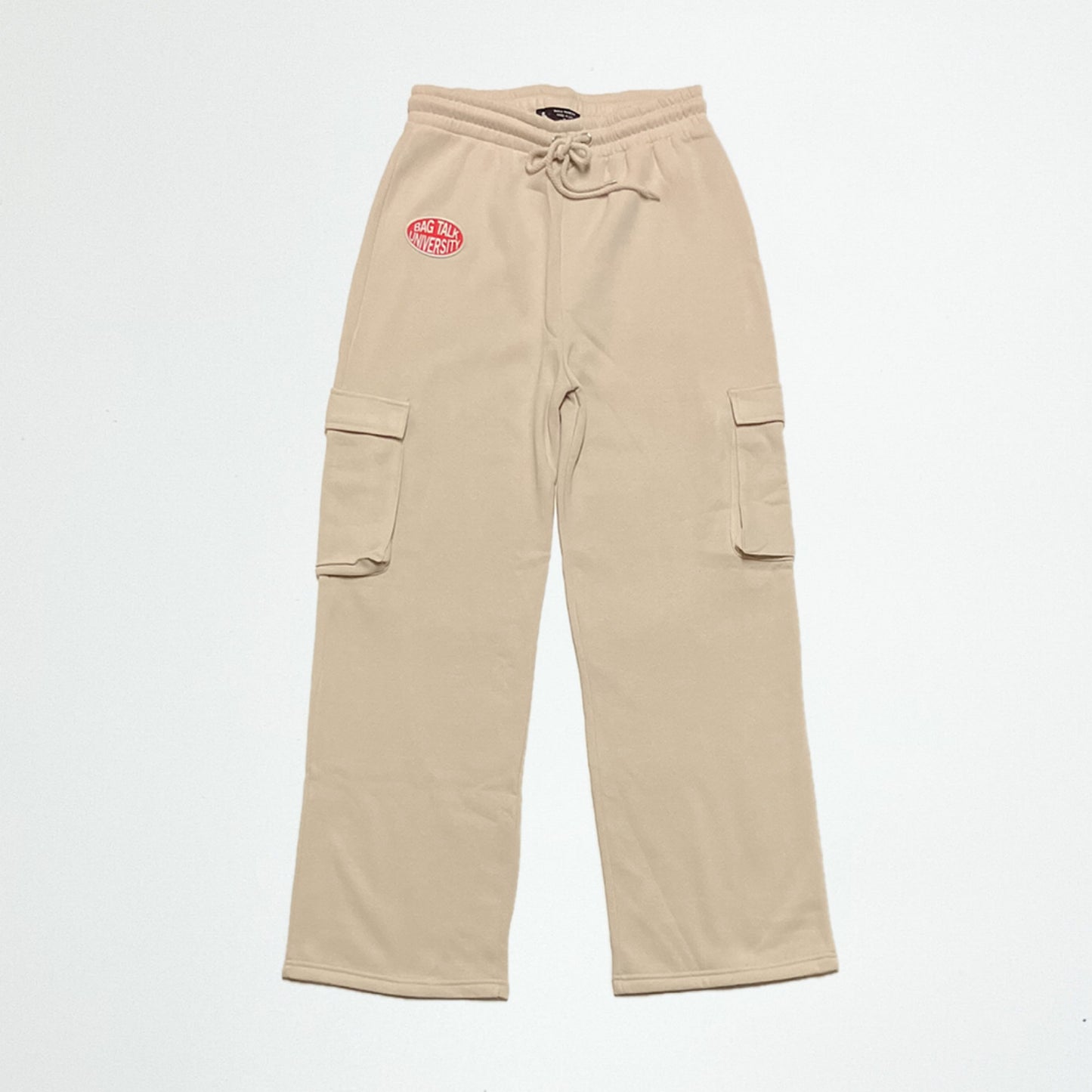 Patched Straight Leg Cargo Pants (Cream)
