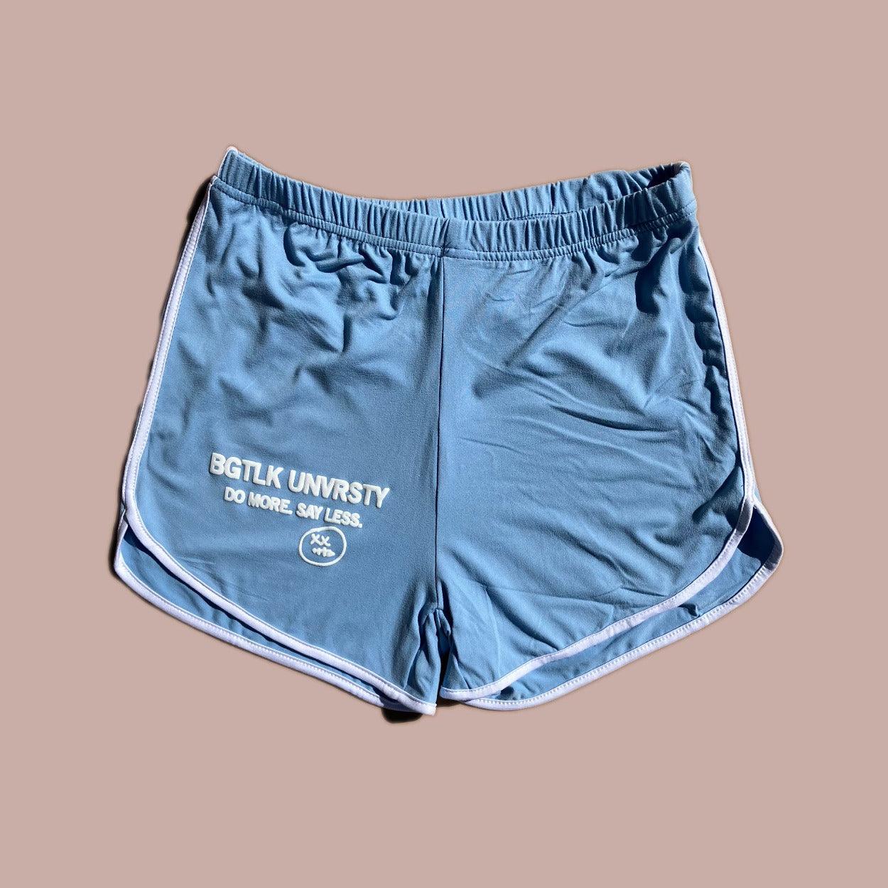 “Do More Say Less” 3D Women's Lounge Shorts - Light Blue - Bag Talk University