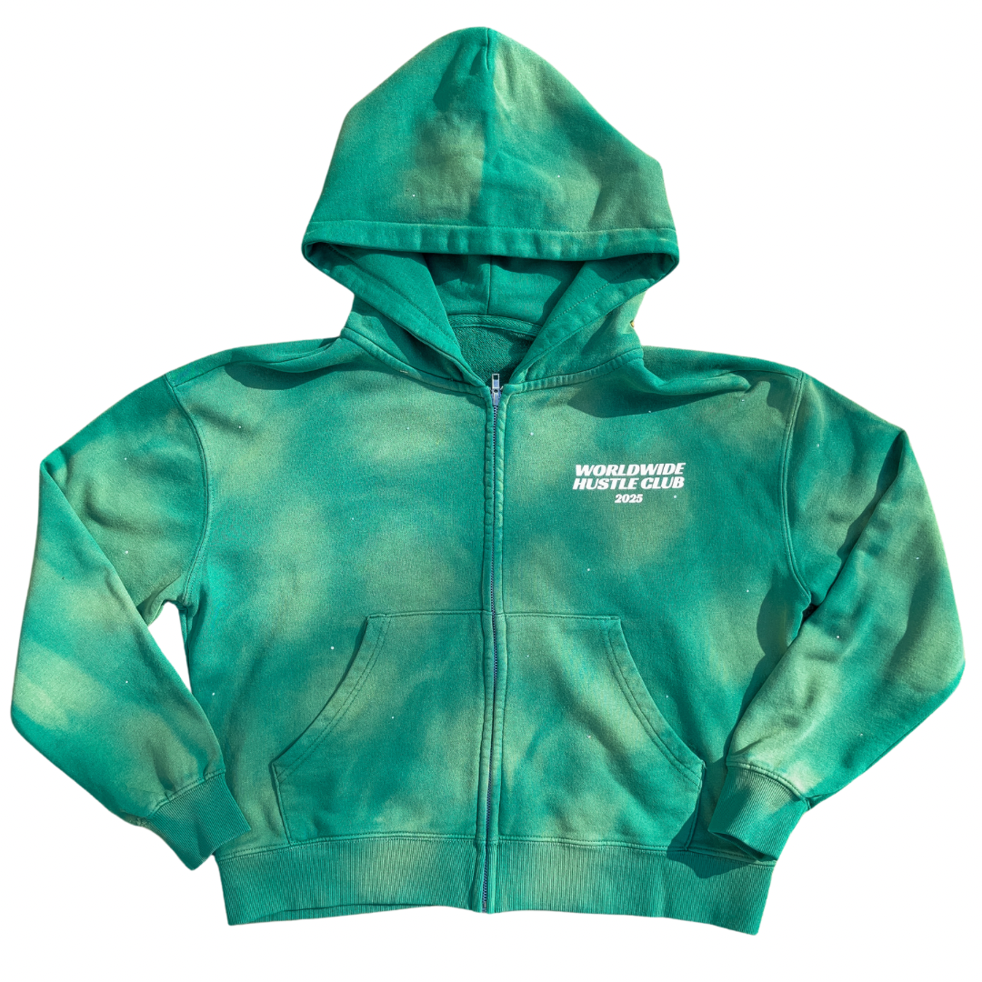 Worldwide Hustle Club Zip Up - Money Green