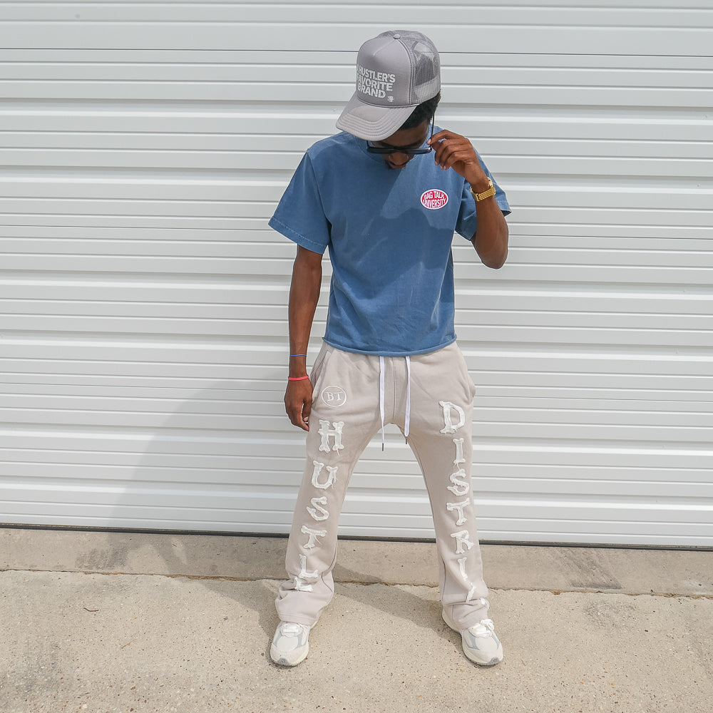 “Hustle District” Flared Pants - Light Grey