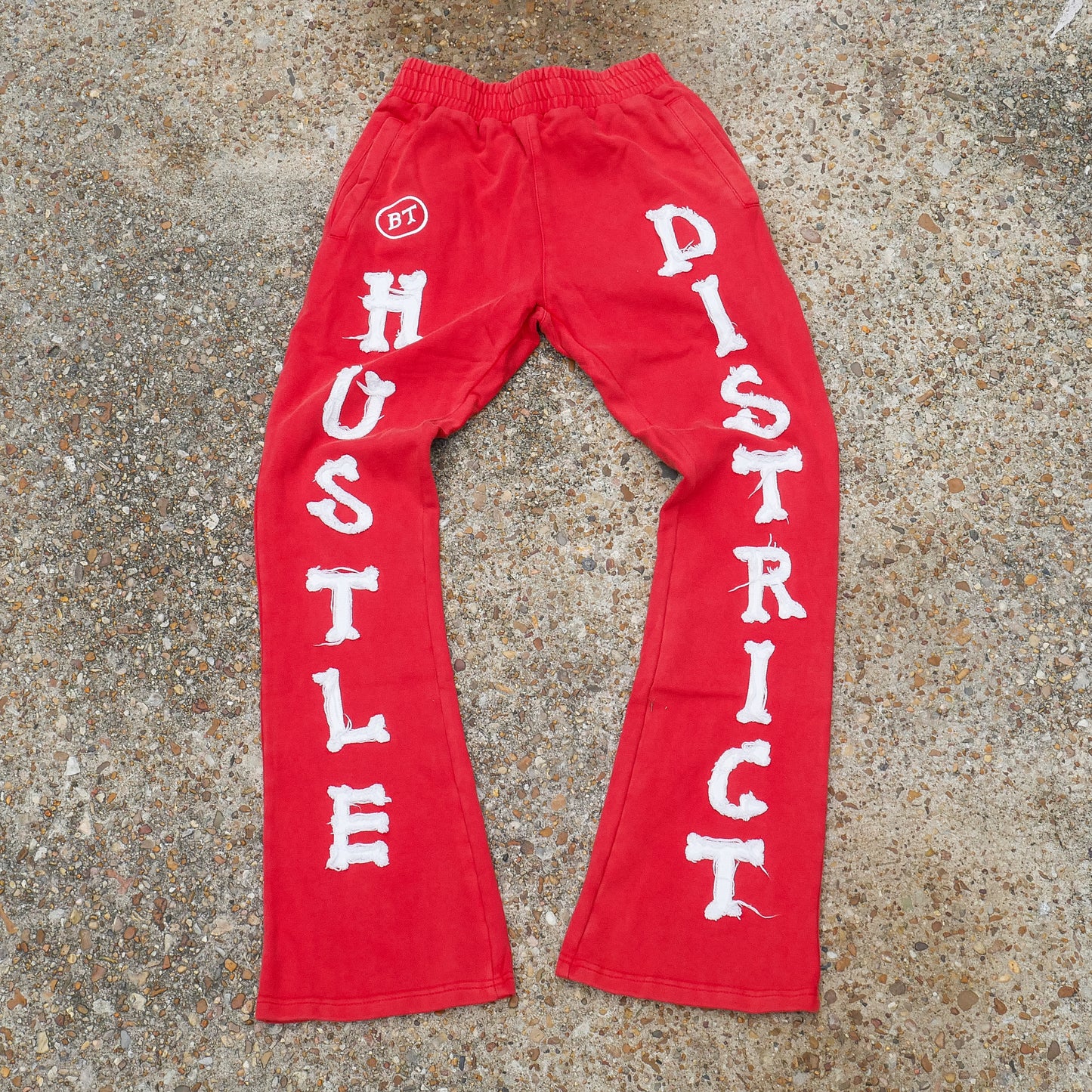 “Hustle District” Washed Flares - Red