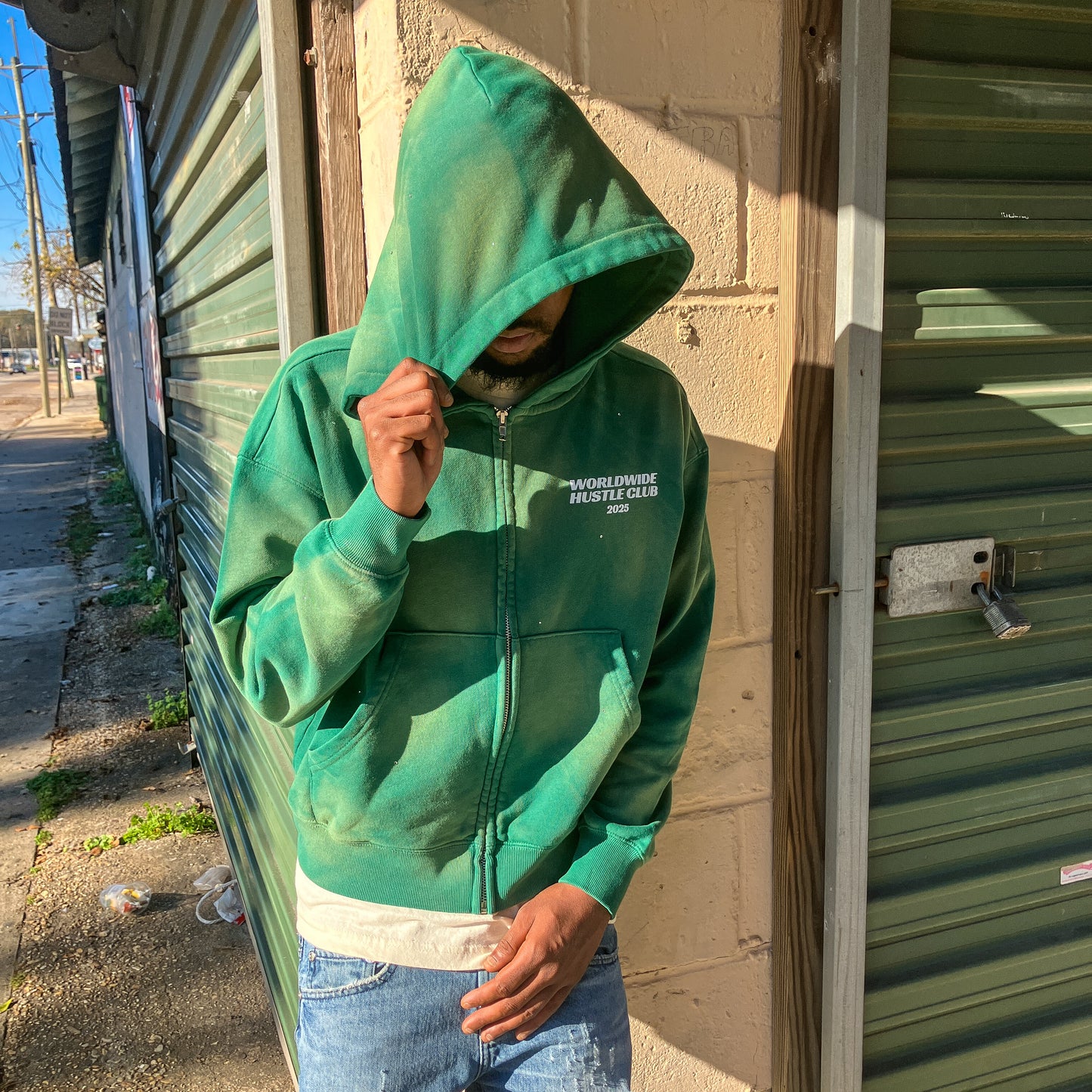 Worldwide Hustle Club Zip Up - Money Green