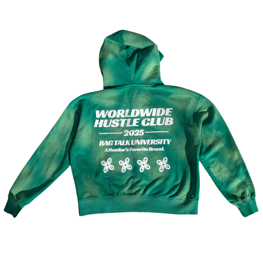 Worldwide Hustle Club Zip Up - Money Green