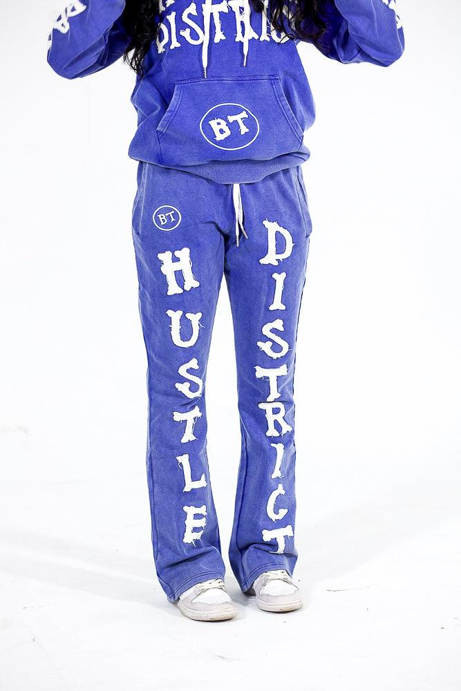 “Hustle District” Washed Flares - Blue - Bag Talk University